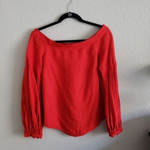 Anthropologie Floreat red Bardot blouse 0/XS